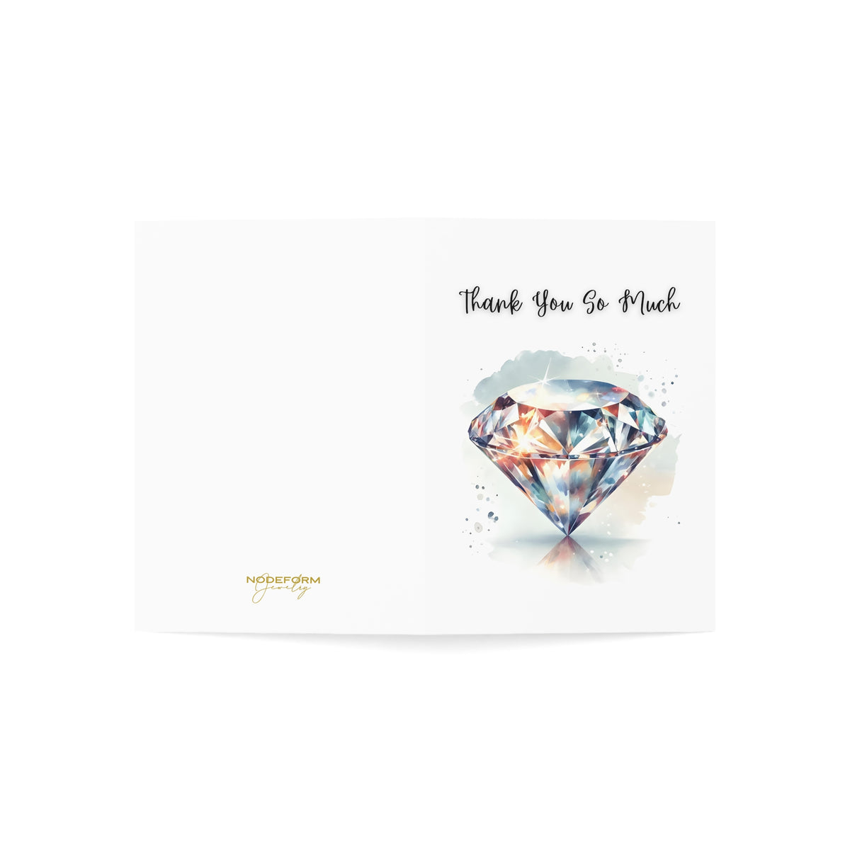 Flatlay Folded Card with a diamond watercolor illustration and 'Thank You So Much' text