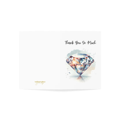 Flatlay Folded Card with a diamond watercolor illustration and 'Thank You So Much' text