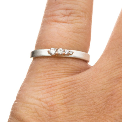 Gradient Lab Grown Diamond 14k Gold & Sterling Silver Stacking Ring Ring Ready To Ship by Nodeform