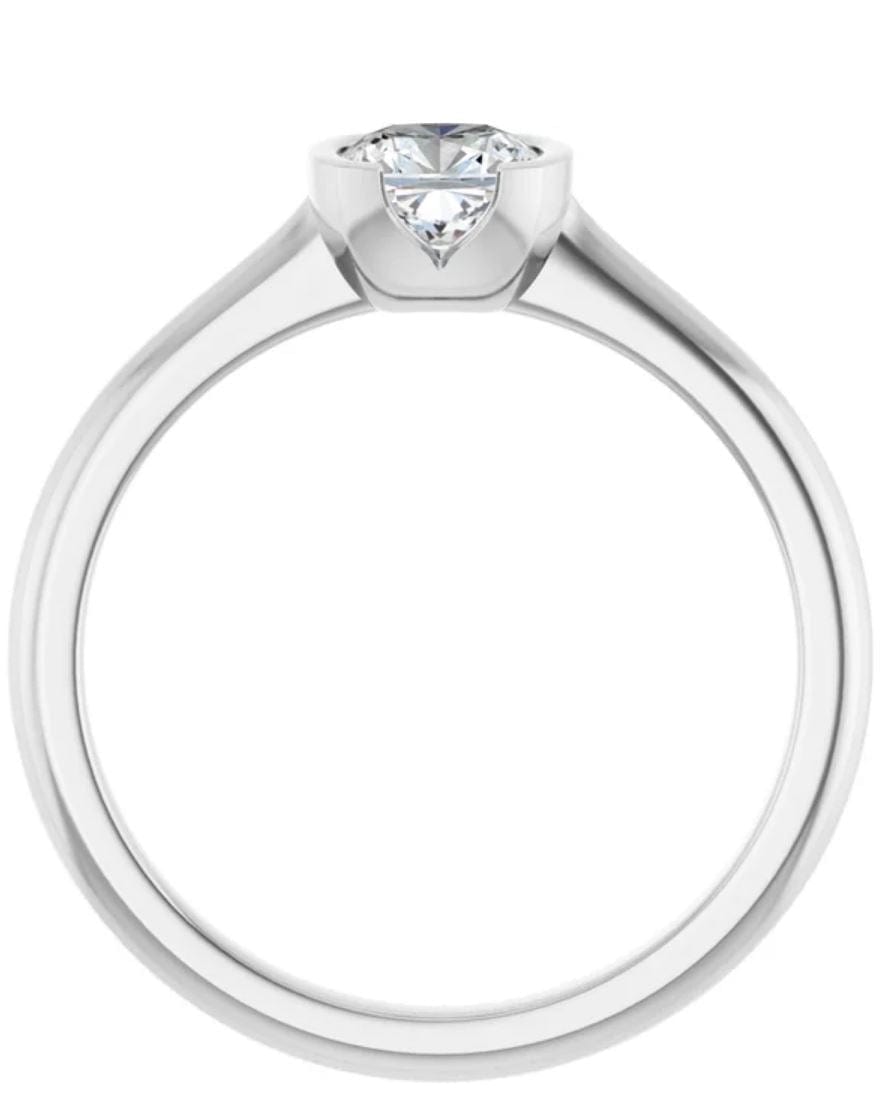 Cushion Moissanite Half Bezel Set Hannah Solitaire Engagement Ring Ring by Nodeform