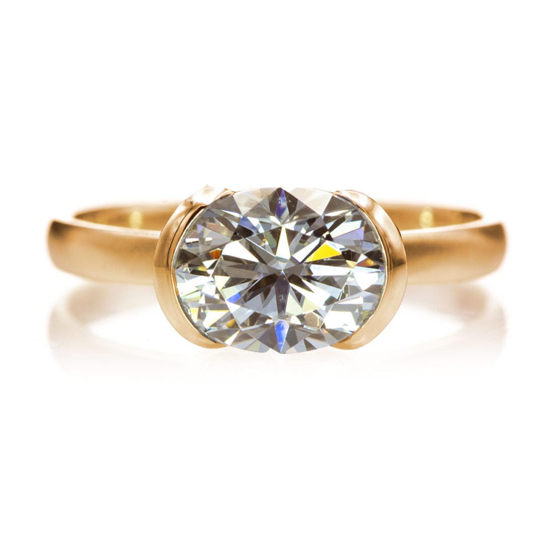 Hannah Half Bezel Set Solitaire Low Profile Engagement Ring - Setting only Ring Setting by Nodeform