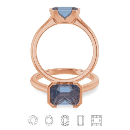 Hannah Half Bezel Set Solitaire Low Profile Engagement Ring - Setting only 14k Rose Gold Ring Setting by Nodeform