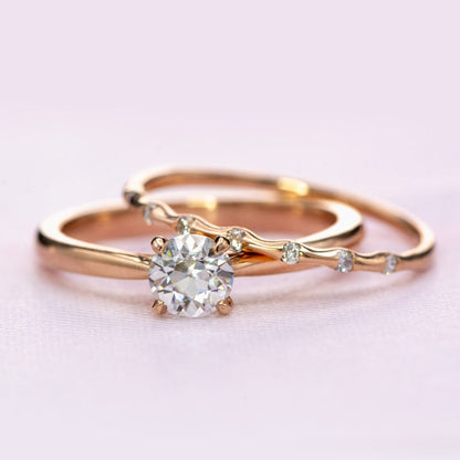 Old European Cut Moissanite 14k Rose Gold Julia Solitaire Engagement Ring, size 4 to 9 Ring Ready To Ship by Nodeform