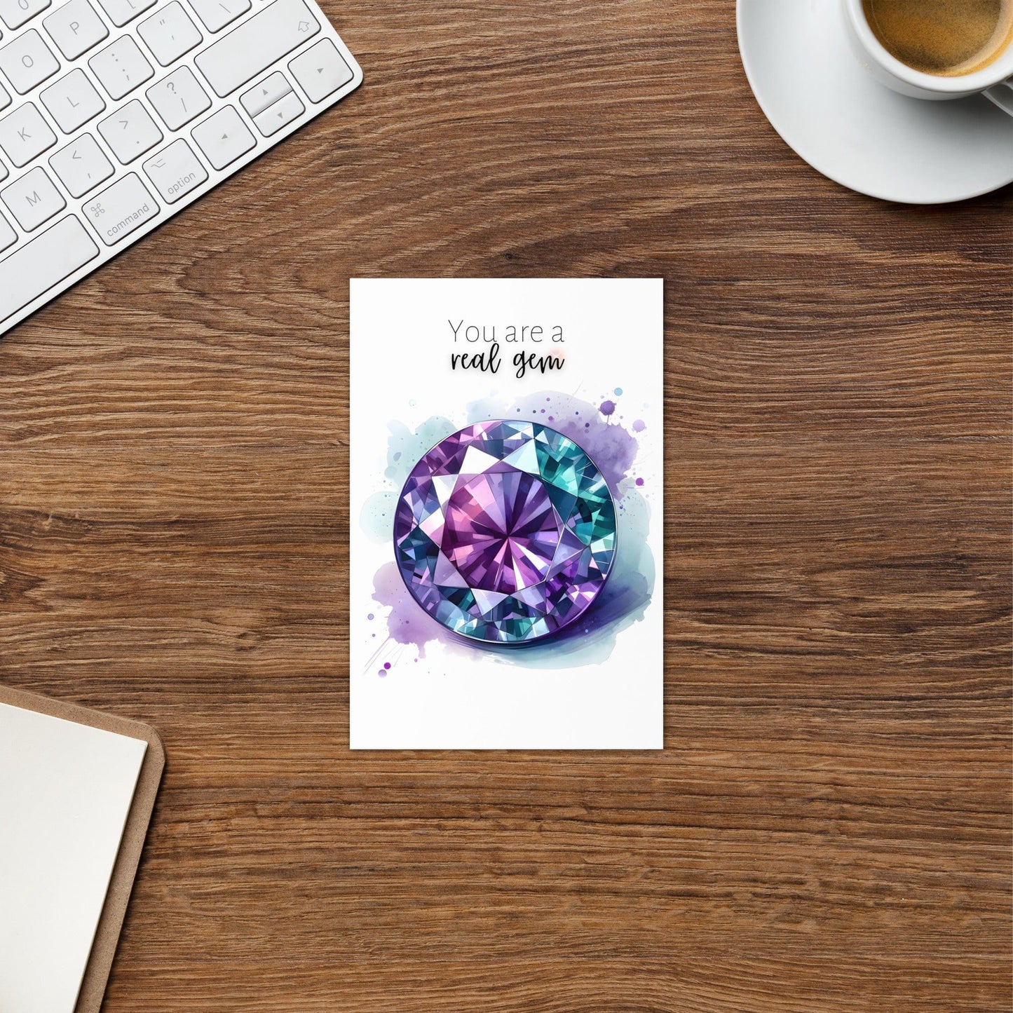 "You are a real Gem" Watercolor Round Alexandrite Greeting Card Cards by Nodeform