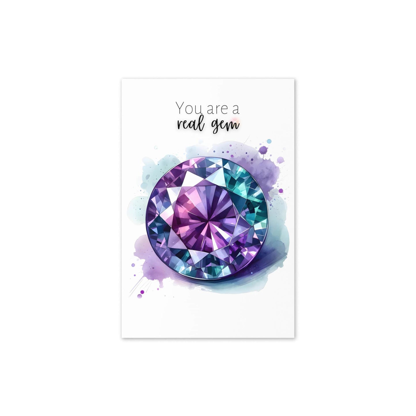 "You are a real Gem" Watercolor Round Alexandrite Greeting Card Cards by Nodeform