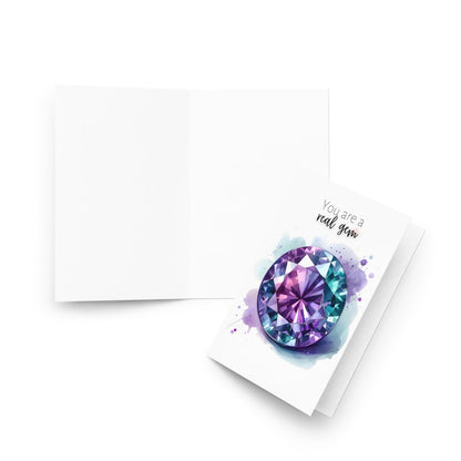 "You are a real Gem" Watercolor Round Alexandrite Greeting Card Cards by Nodeform