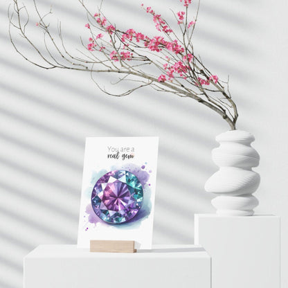 "You are a real Gem" Watercolor Round Alexandrite Greeting Card Cards by Nodeform