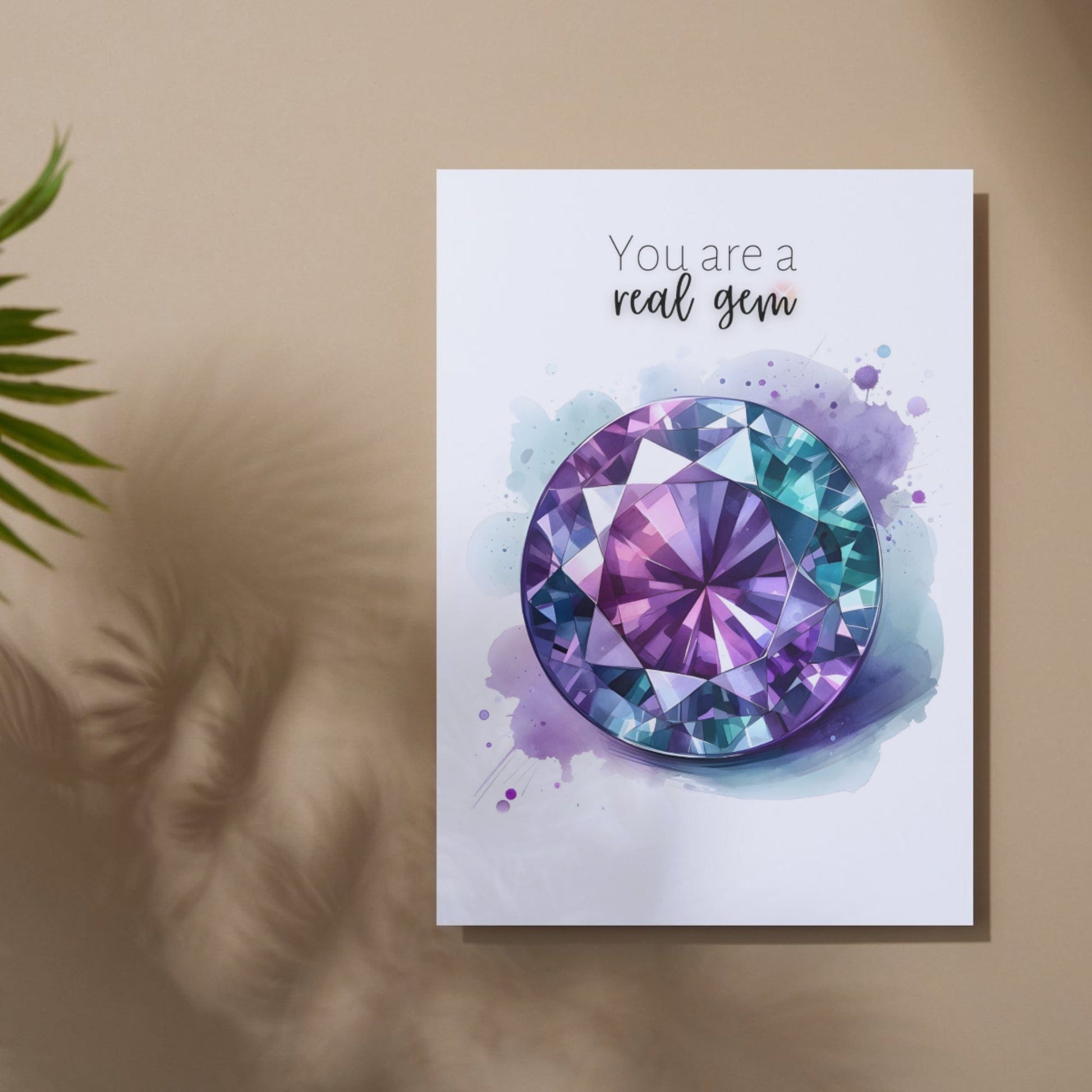 "You are a real Gem" Watercolor Round Alexandrite Greeting Card Cards by Nodeform