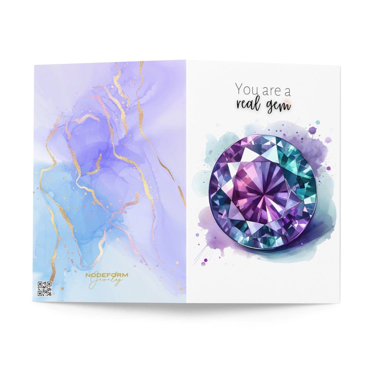 "You are a real Gem" Watercolor Round Alexandrite Greeting Card Cards by Nodeform