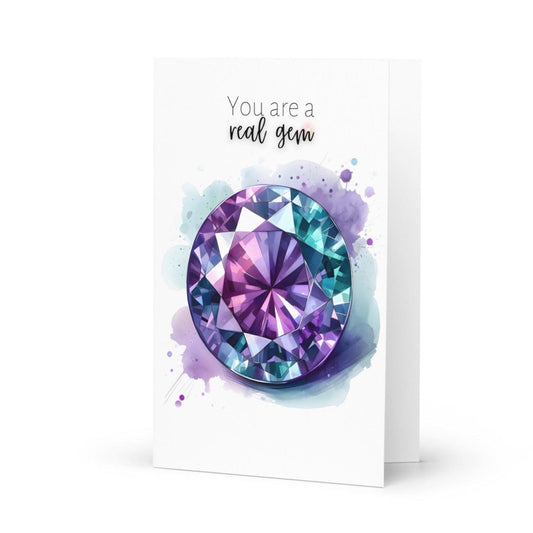 "You are a real Gem" Watercolor Round Alexandrite Greeting Card Cards by Nodeform