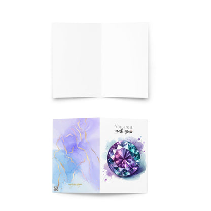 "You are a real Gem" Watercolor Round Alexandrite Greeting Card Cards by Nodeform