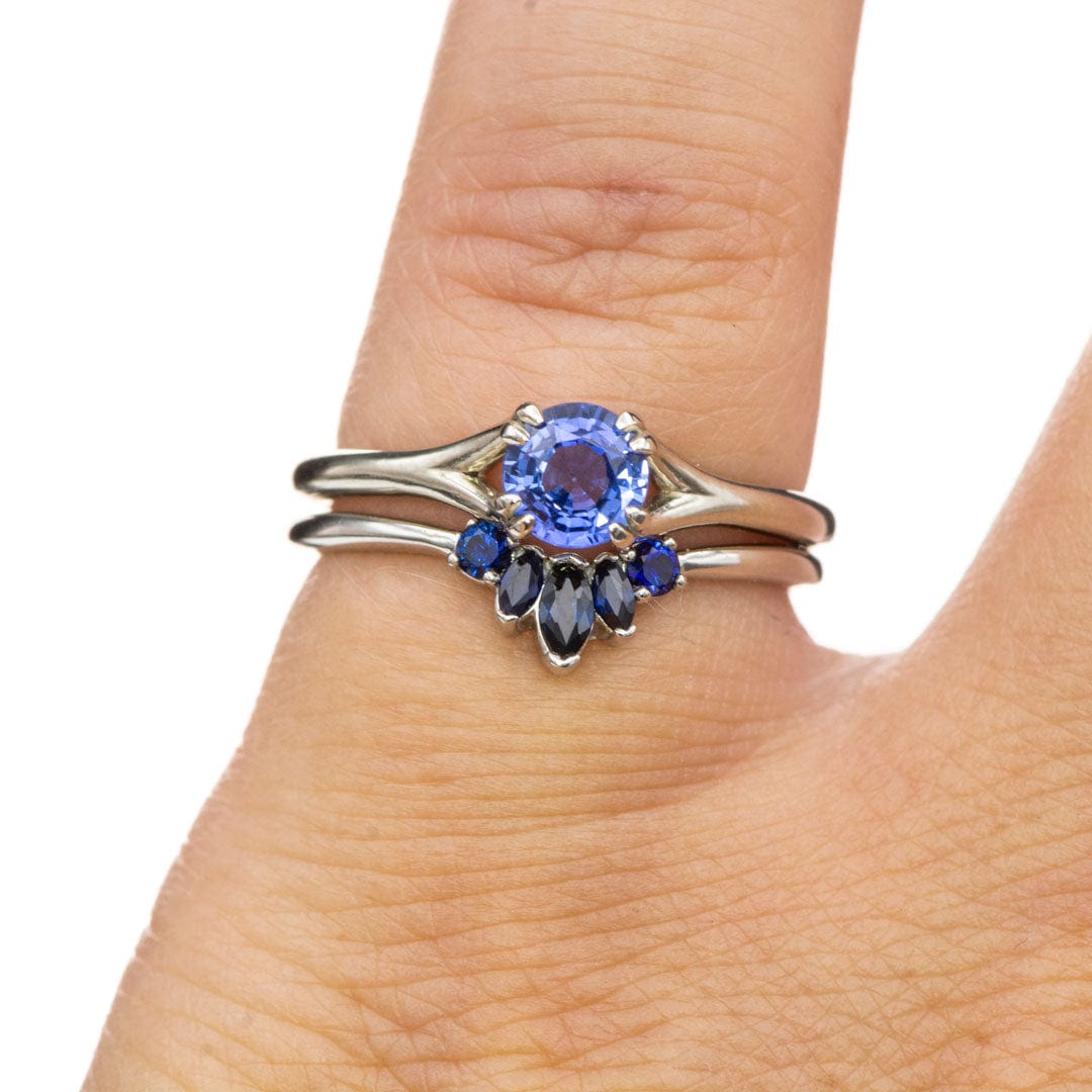 Cornflower Blue Sapphire Double Prong 10k White Gold Solitaire Engagement Ring, Ready to Ship Ring Ready To Ship by Nodeform