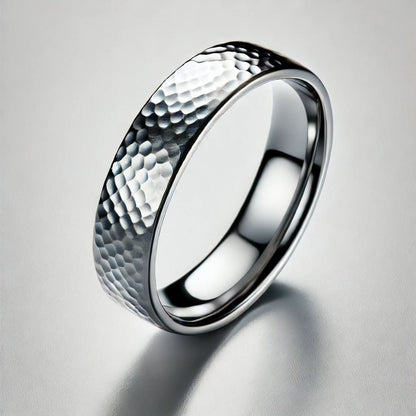 Hammered Flat Mens Wedding Band Ring by Nodeform