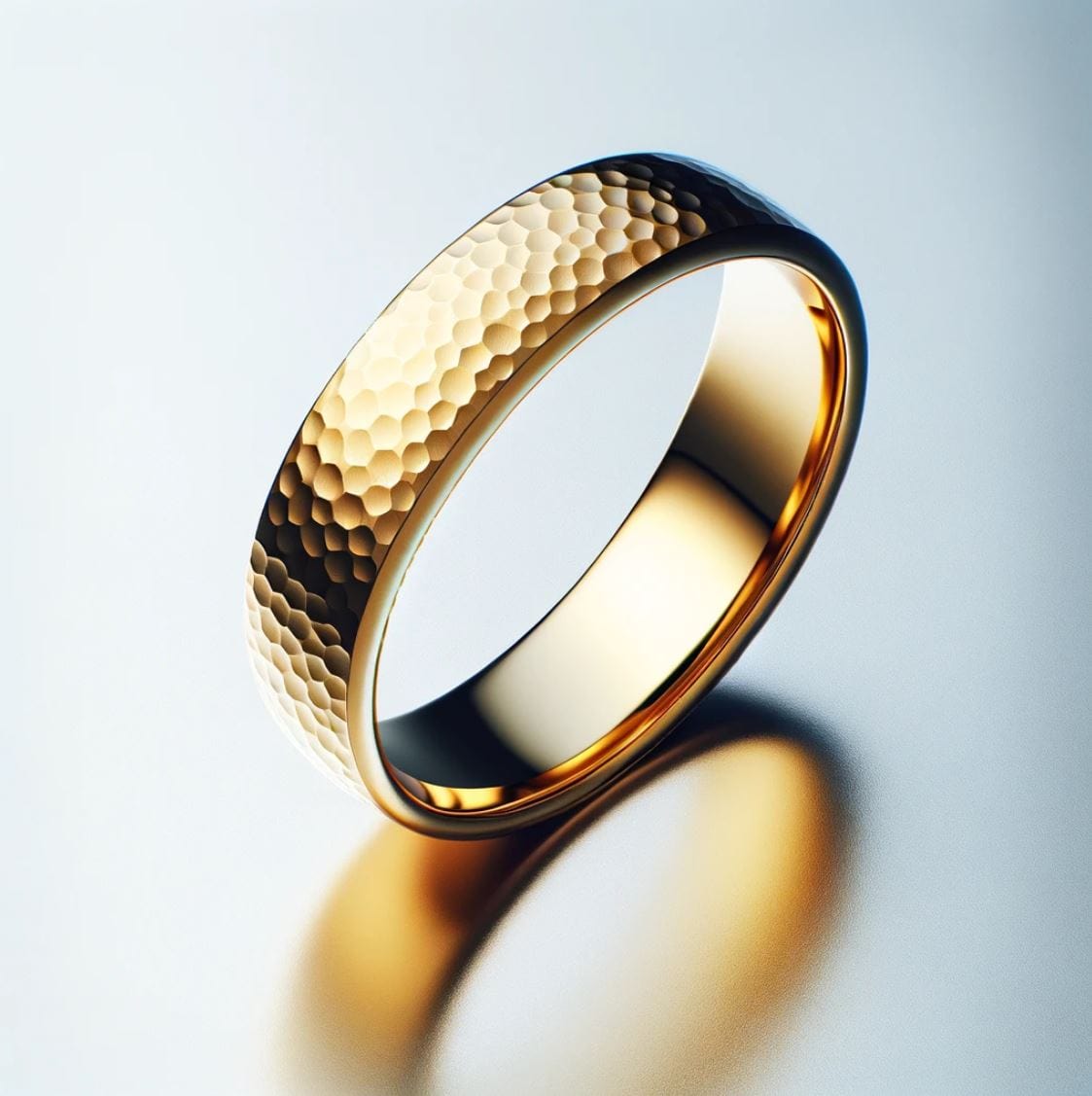 Hammered Flat Mens Wedding Band Ring by Nodeform