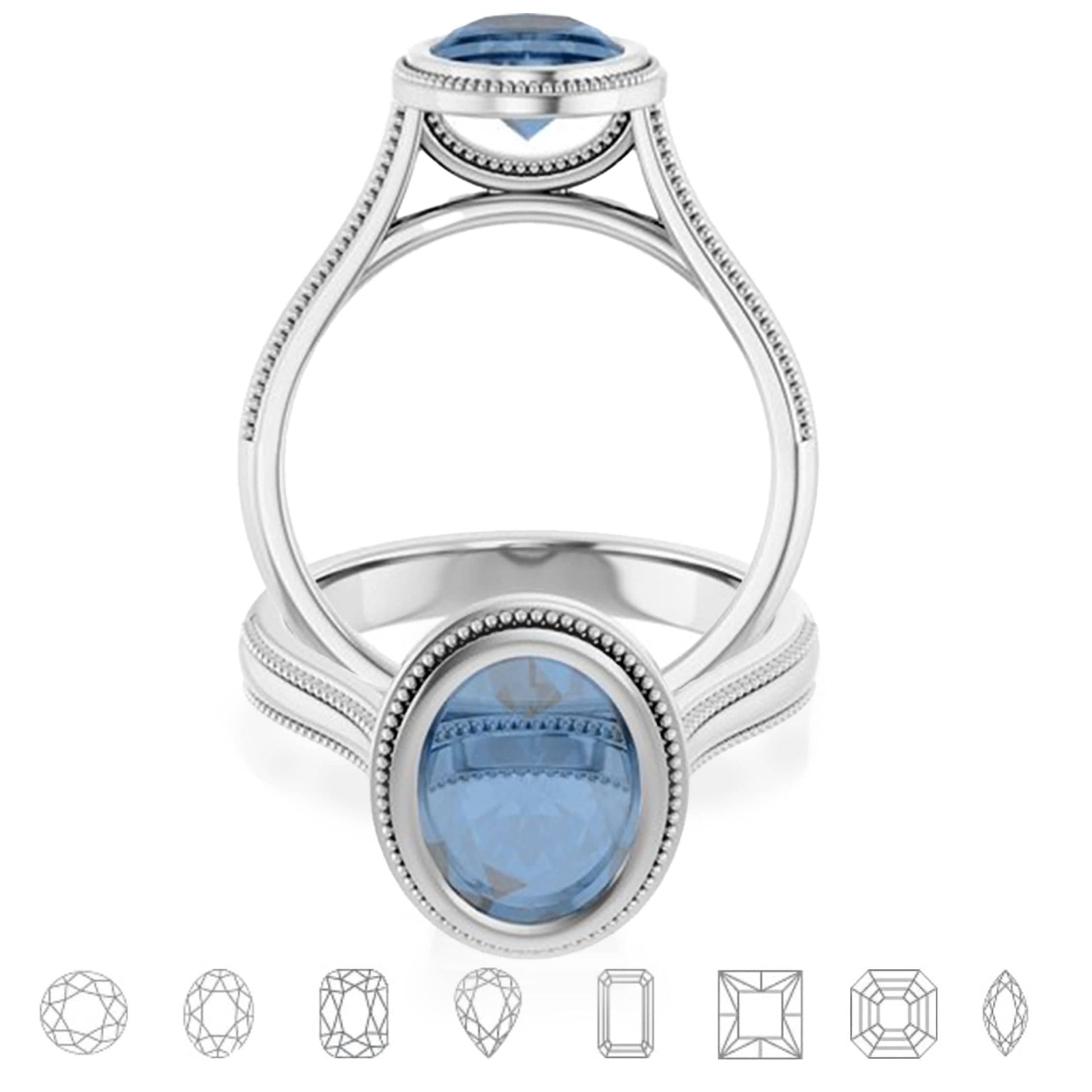 Miley Milgrain Bezel Set Solitaire Cathedral Engagement Ring