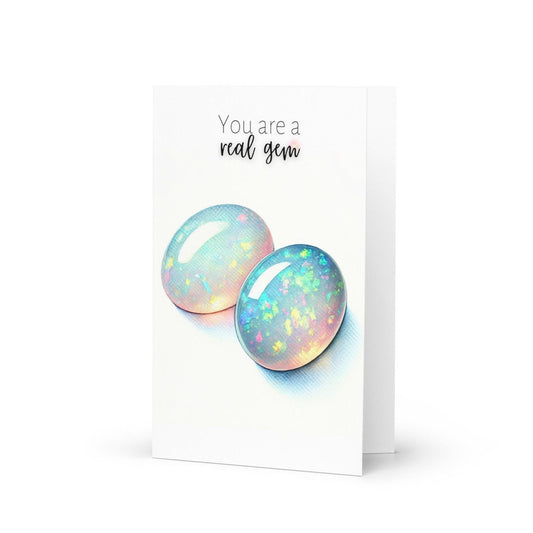 "You are a real Gem" Watercolor Oval Opal Cab Folded Card Cards by Nodeform