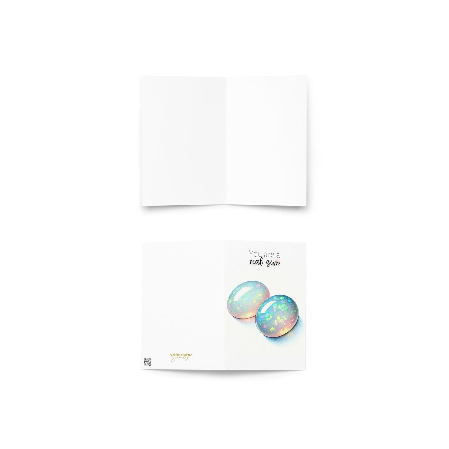 "You are a real Gem" Watercolor Oval Opal Cab Folded Card Cards by Nodeform