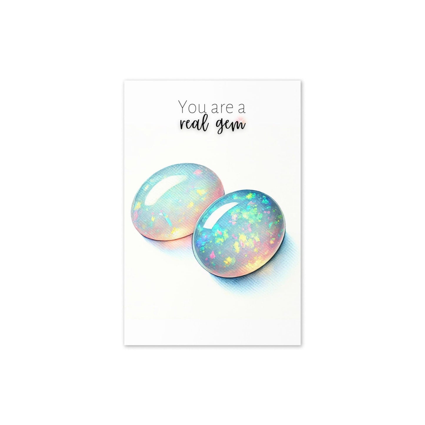 "You are a real Gem" Watercolor Oval Opal Cab Folded Card Cards by Nodeform