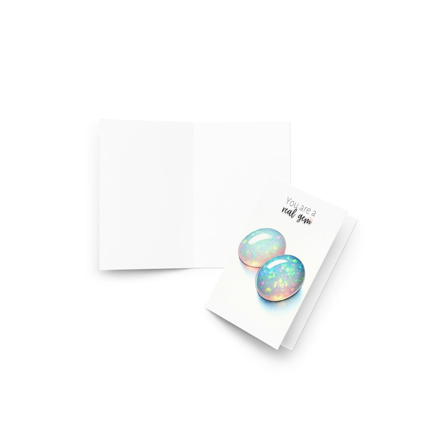 "You are a real Gem" Watercolor Oval Opal Cab Folded Card Cards by Nodeform