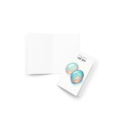 "You are a real Gem" Watercolor Oval Opal Cab Folded Card Cards by Nodeform