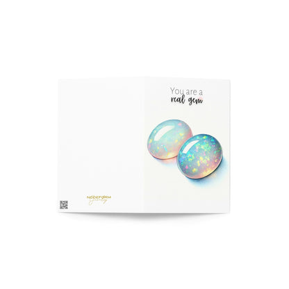 "You are a real Gem" Watercolor Oval Opal Cab Folded Card Cards by Nodeform