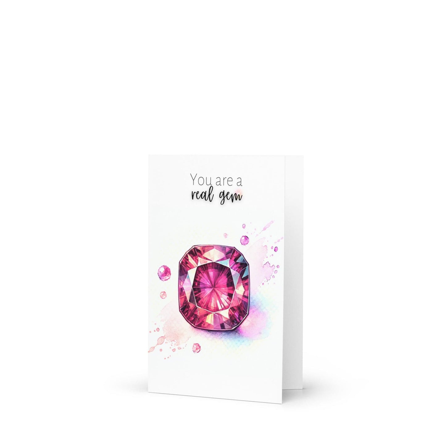 "You are a real Gem" Watercolor Pink Tourmaline Folded Card Cards by Nodeform