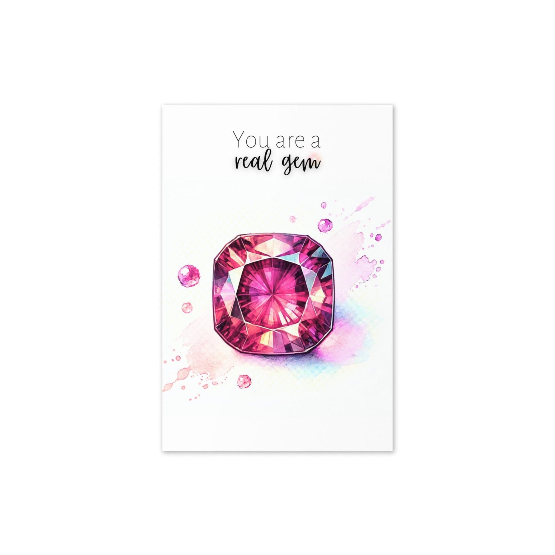 "You are a real Gem" Watercolor Pink Tourmaline Folded Card Cards by Nodeform