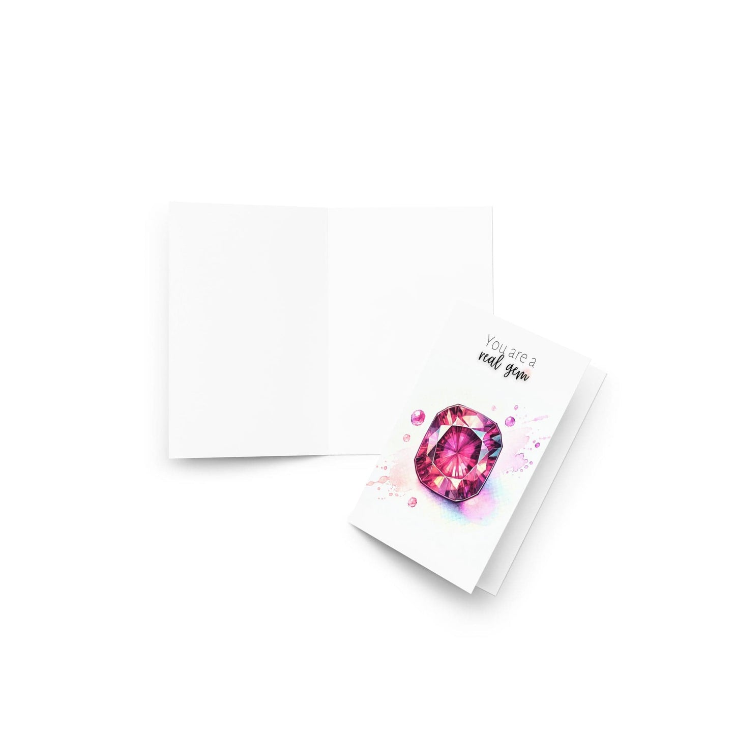 "You are a real Gem" Watercolor Pink Tourmaline Folded Card Cards by Nodeform