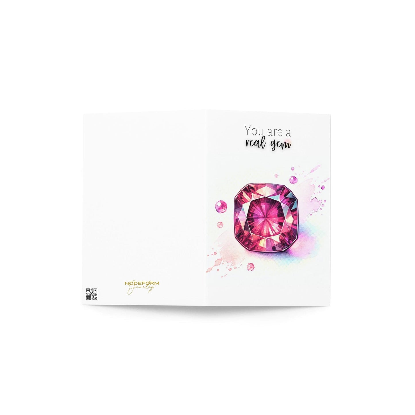 "You are a real Gem" Watercolor Pink Tourmaline Folded Card Cards by Nodeform