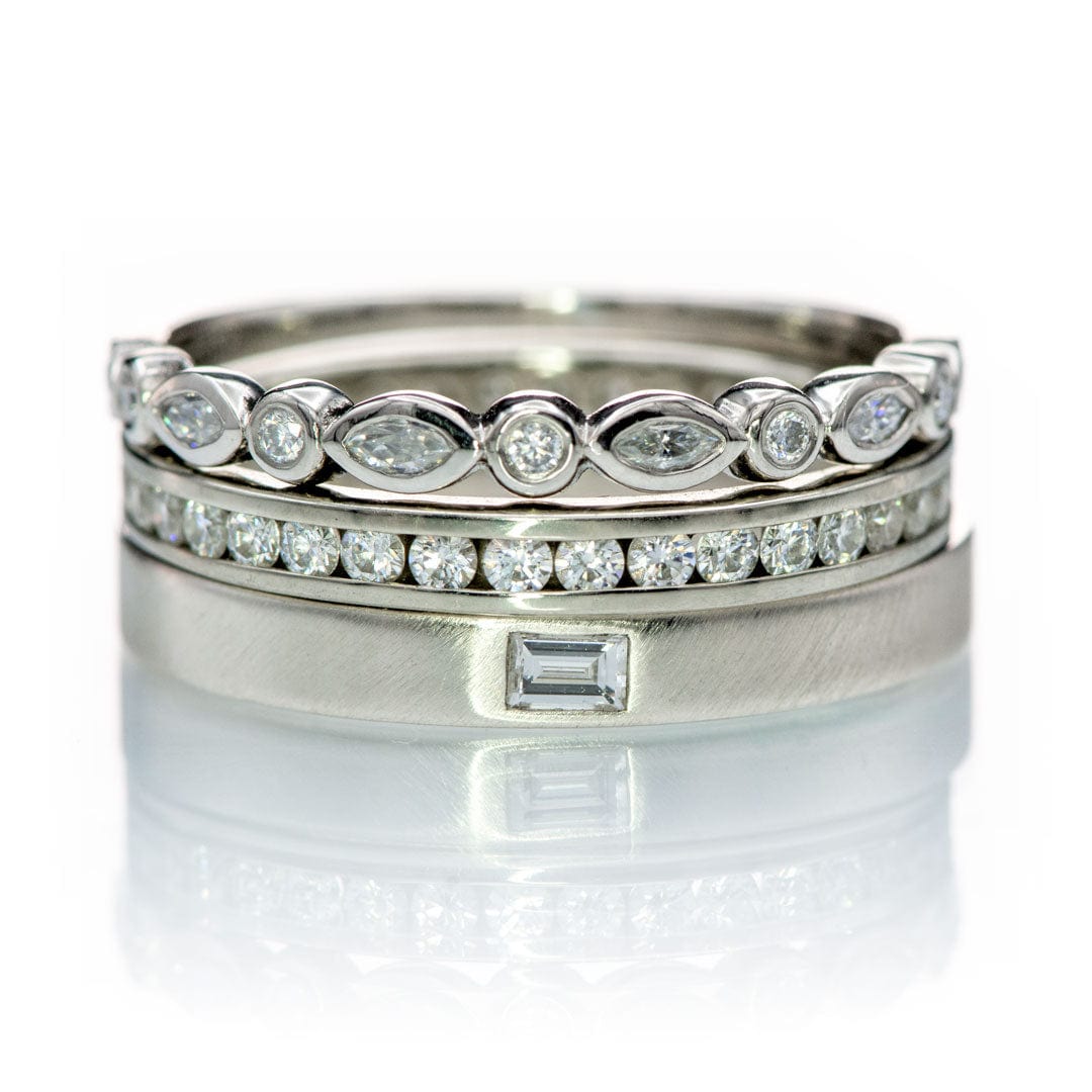 Maggie Band, Diamond or Sapphire Bezel Set Marquise Stacking Half Eternity Anniversary Ring Ring by Nodeform