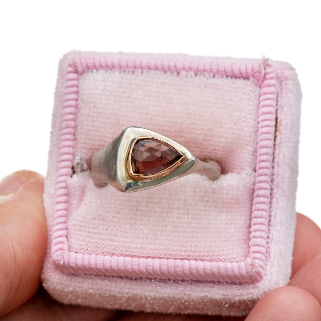 Rose Cut Tourmaline sterling silver & 14k Gold Gemstone Ring, Ready to Ship Ring Ready To Ship by Nodeform