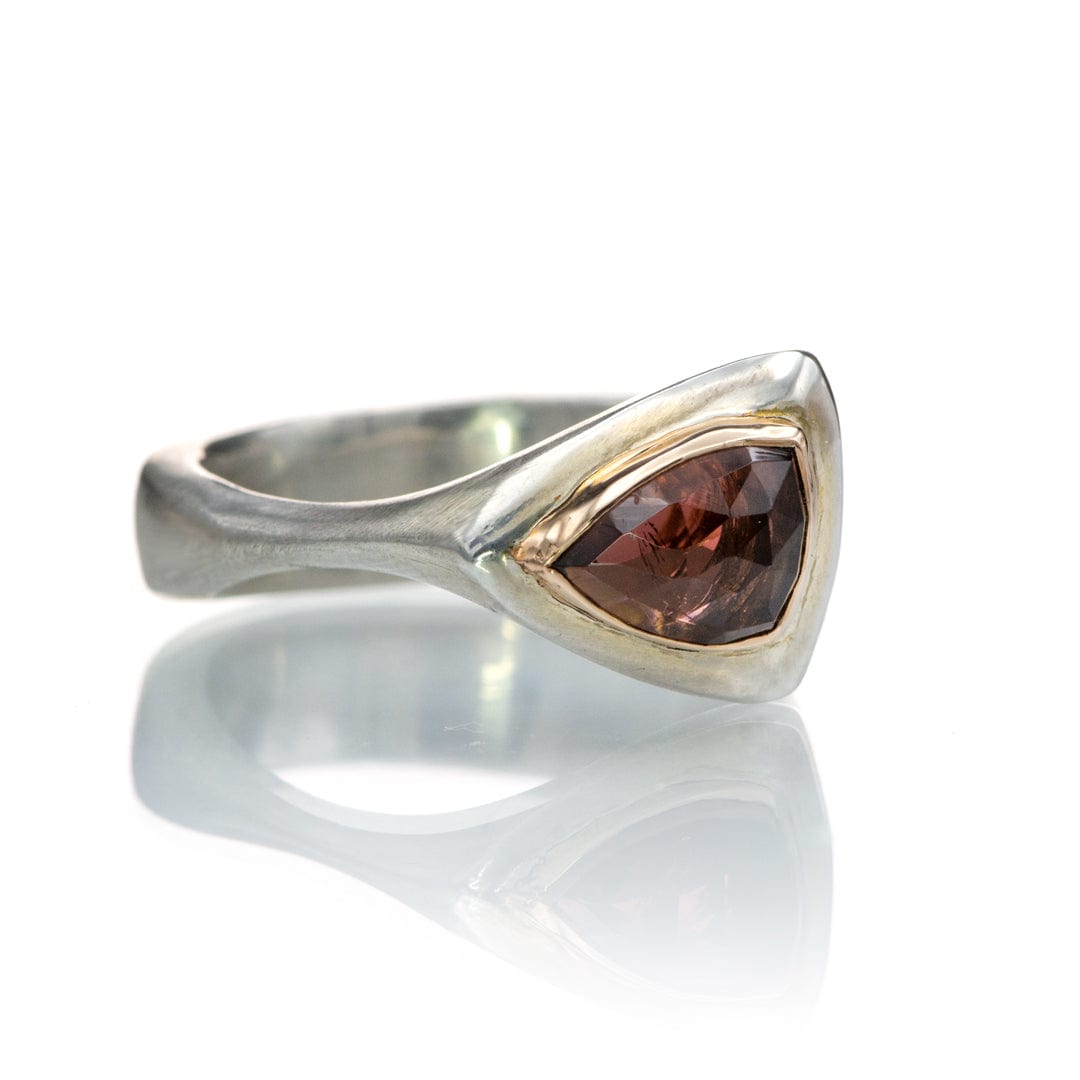 Rose Cut Tourmaline sterling silver & 14k Gold Gemstone Ring, Ready to Ship Ring Ready To Ship by Nodeform