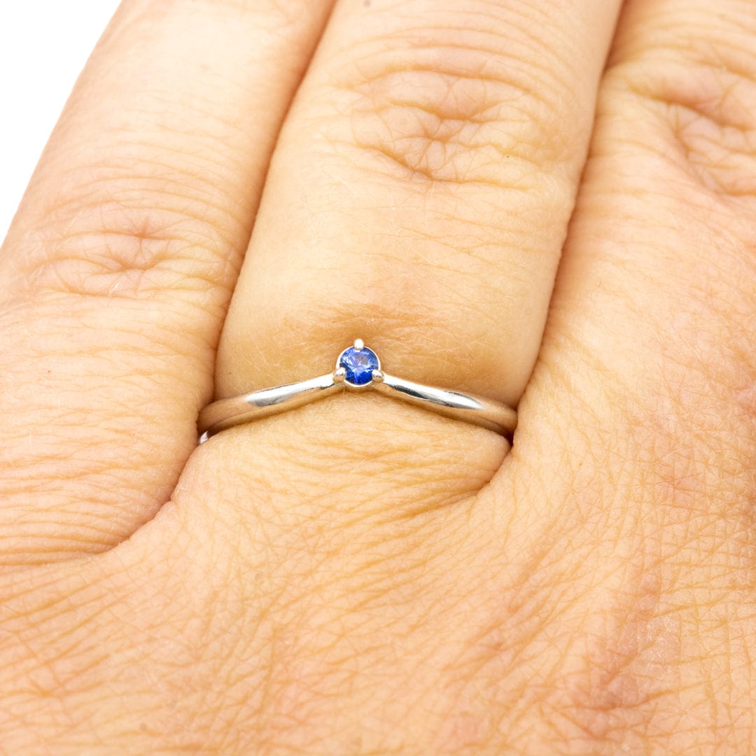 Velma Blue Sapphire Band - V-Shape Contoured Stacking Sterling Silver Wedding Ring Ring Ready To Ship by Nodeform