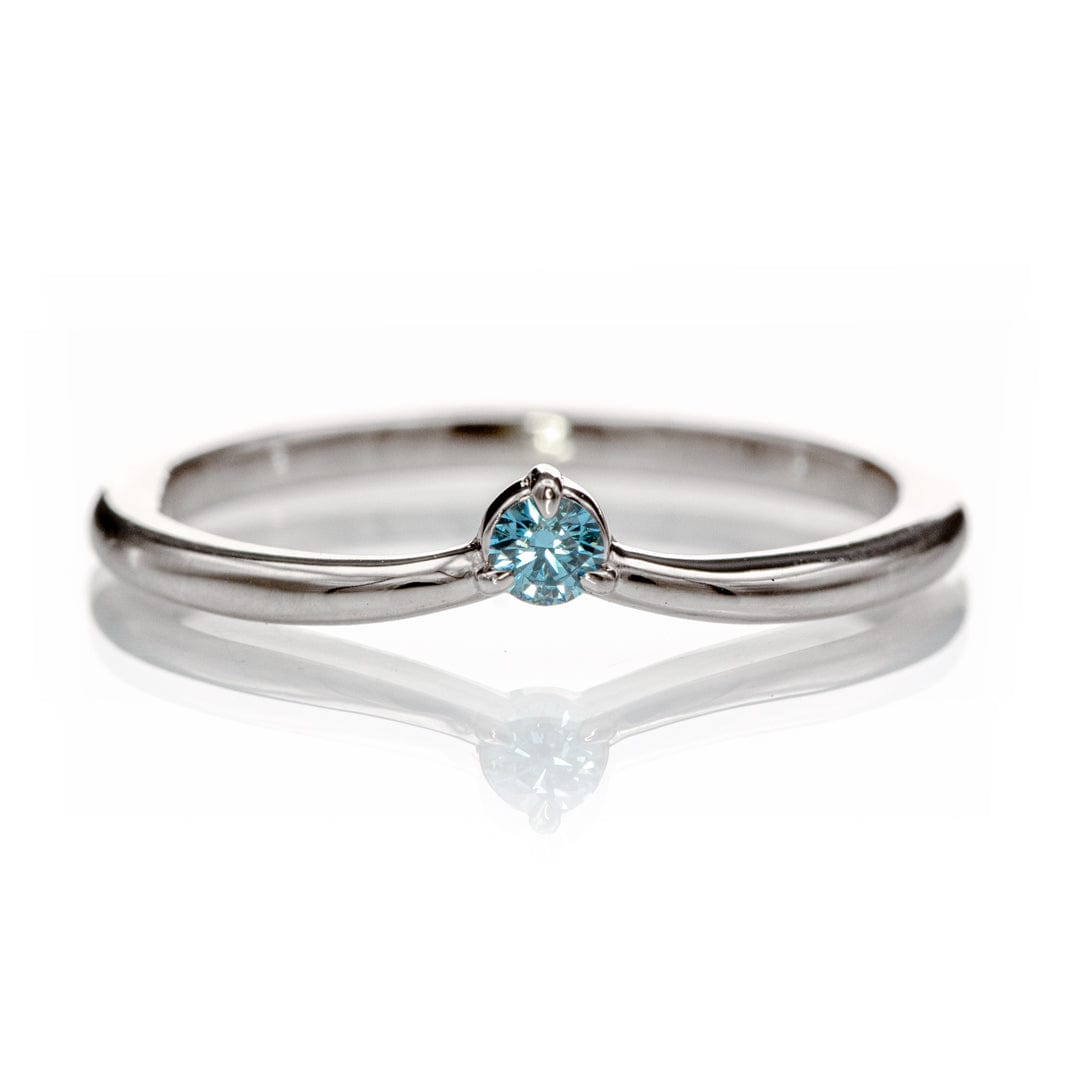 Velma Band - Diamond, Moissanite or Sapphire V-Shape Contoured Stacking Wedding Ring Aqua Blue Diamond SI / Sterling Silver Ring by Nodeform