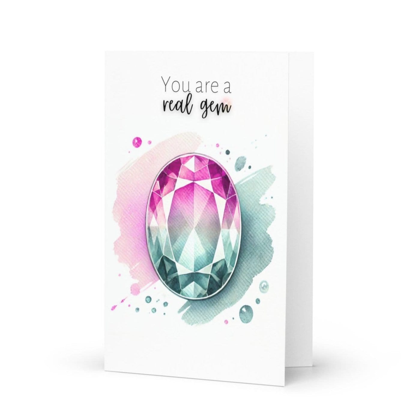 "You are a real Gem" Watercolor Oval Bi-color Tourmaline Folded Card Cards by Nodeform