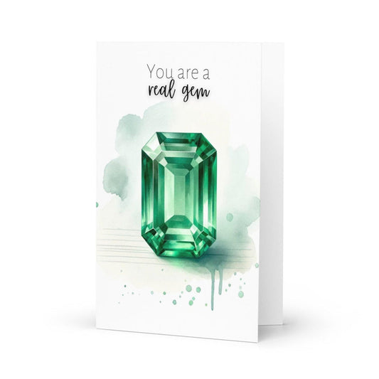 "You are a real Gem" Watercolor Emerald Folded Card Cards by Nodeform
