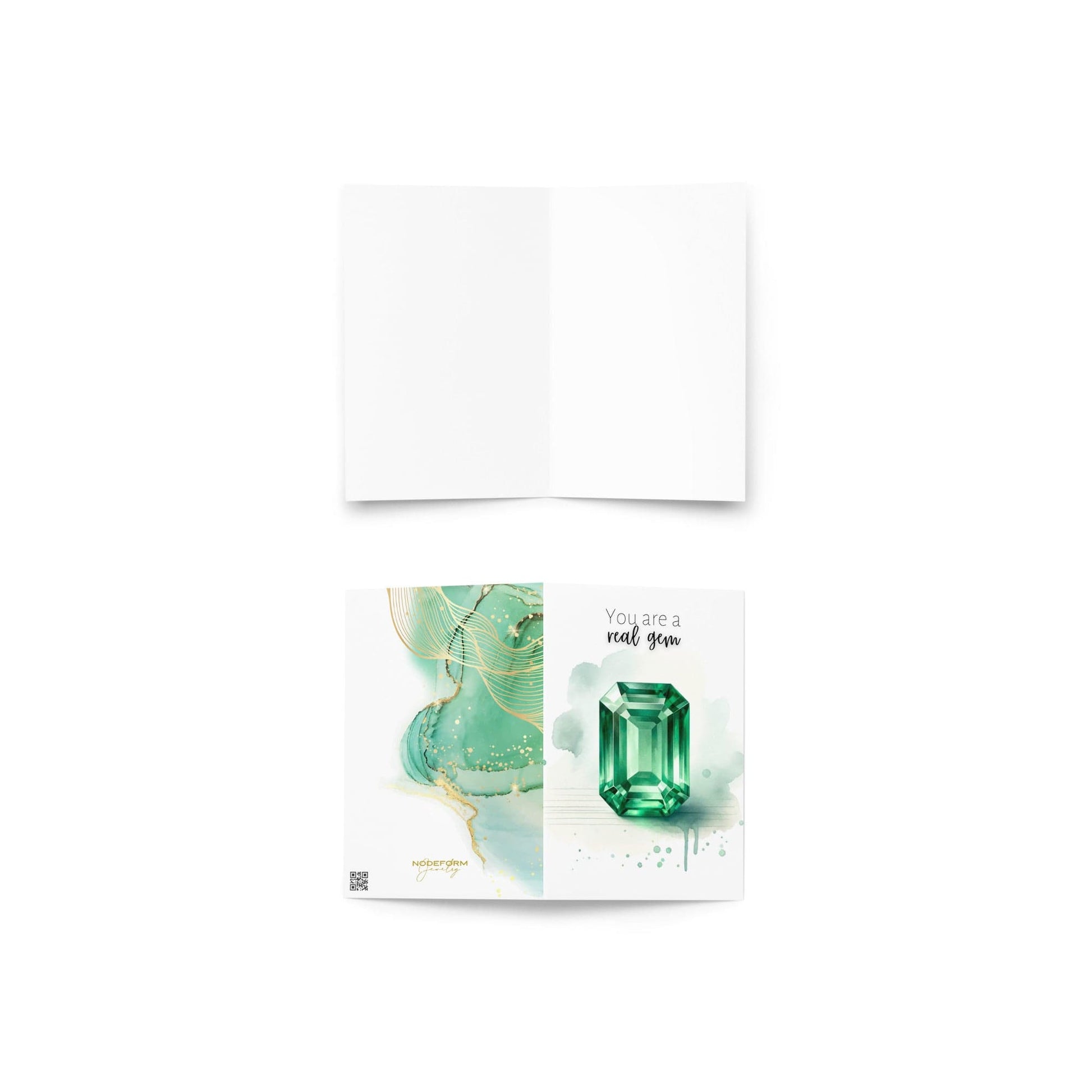 "You are a real Gem" Watercolor Emerald Folded Card Cards by Nodeform