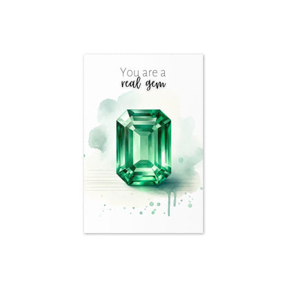 "You are a real Gem" Watercolor Emerald Folded Card Cards by Nodeform