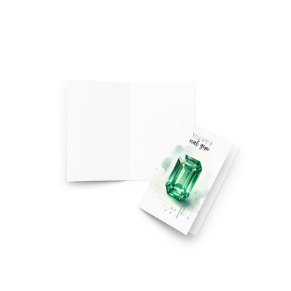 "You are a real Gem" Watercolor Emerald Folded Card Cards by Nodeform