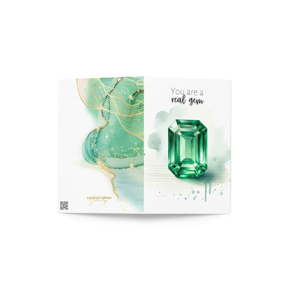 "You are a real Gem" Watercolor Emerald Folded Card Cards by Nodeform