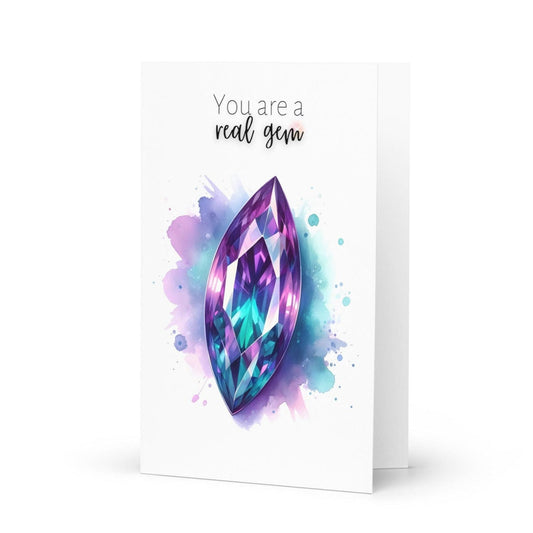 "You are a real Gem" Watercolor Marquise Alexandrite Greeting Card Cards by Nodeform