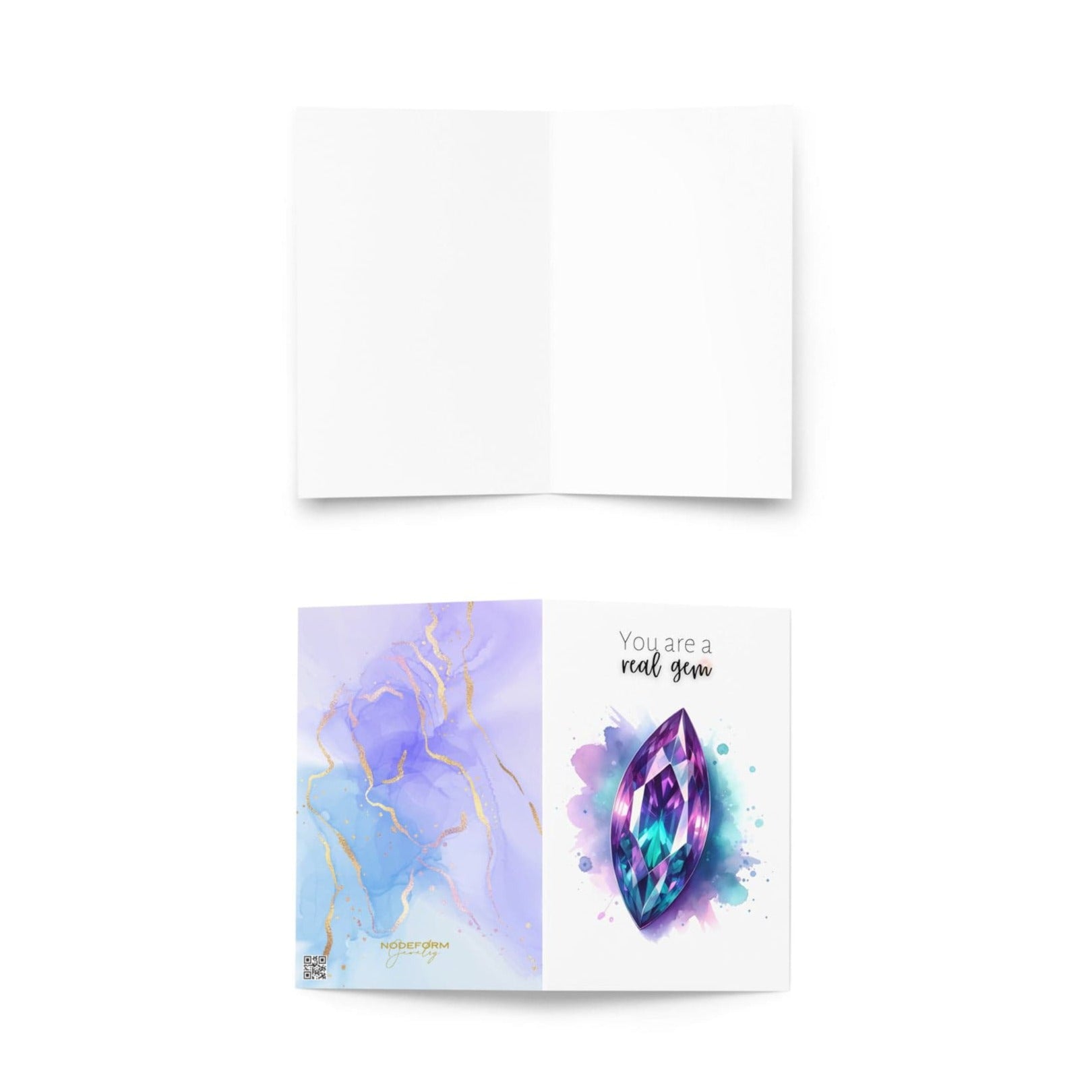 "You are a real Gem" Watercolor Marquise Alexandrite Greeting Card Cards by Nodeform