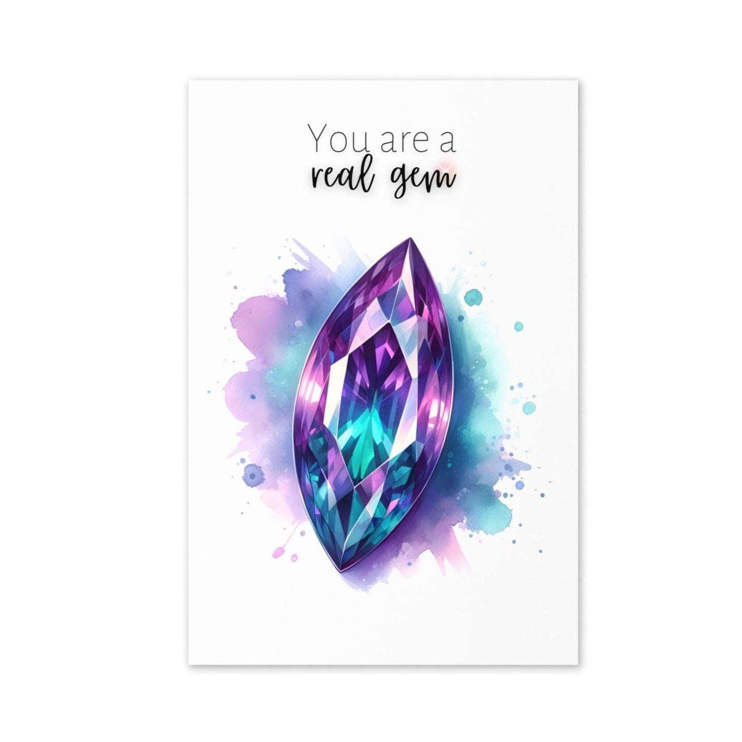 "You are a real Gem" Watercolor Marquise Alexandrite Greeting Card Cards by Nodeform