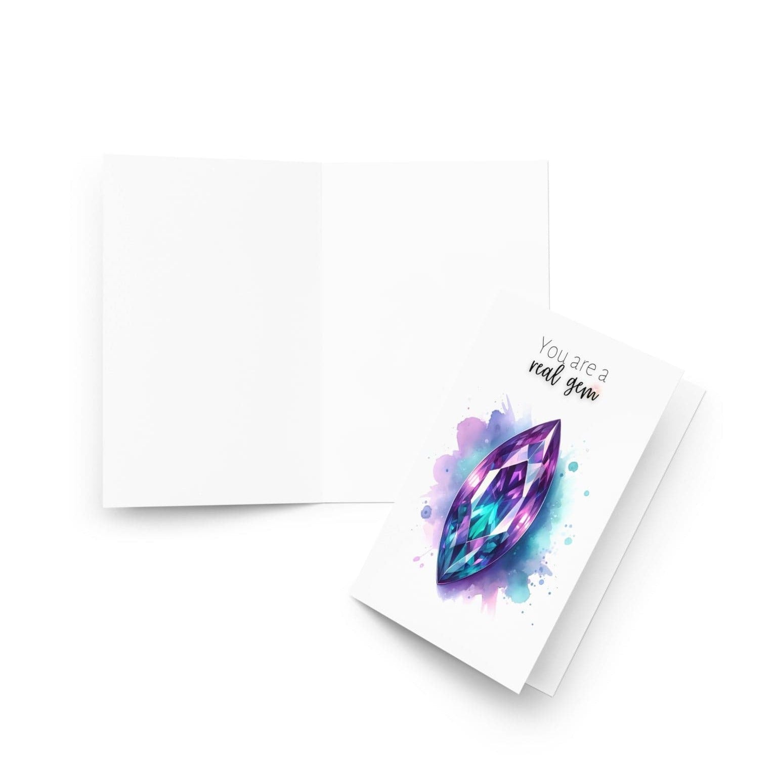 "You are a real Gem" Watercolor Marquise Alexandrite Greeting Card Cards by Nodeform