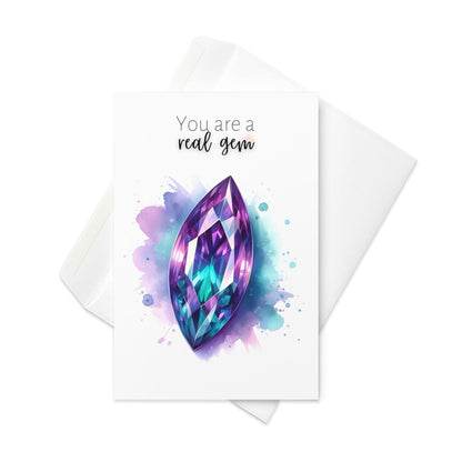 "You are a real Gem" Watercolor Marquise Alexandrite Greeting Card Cards by Nodeform