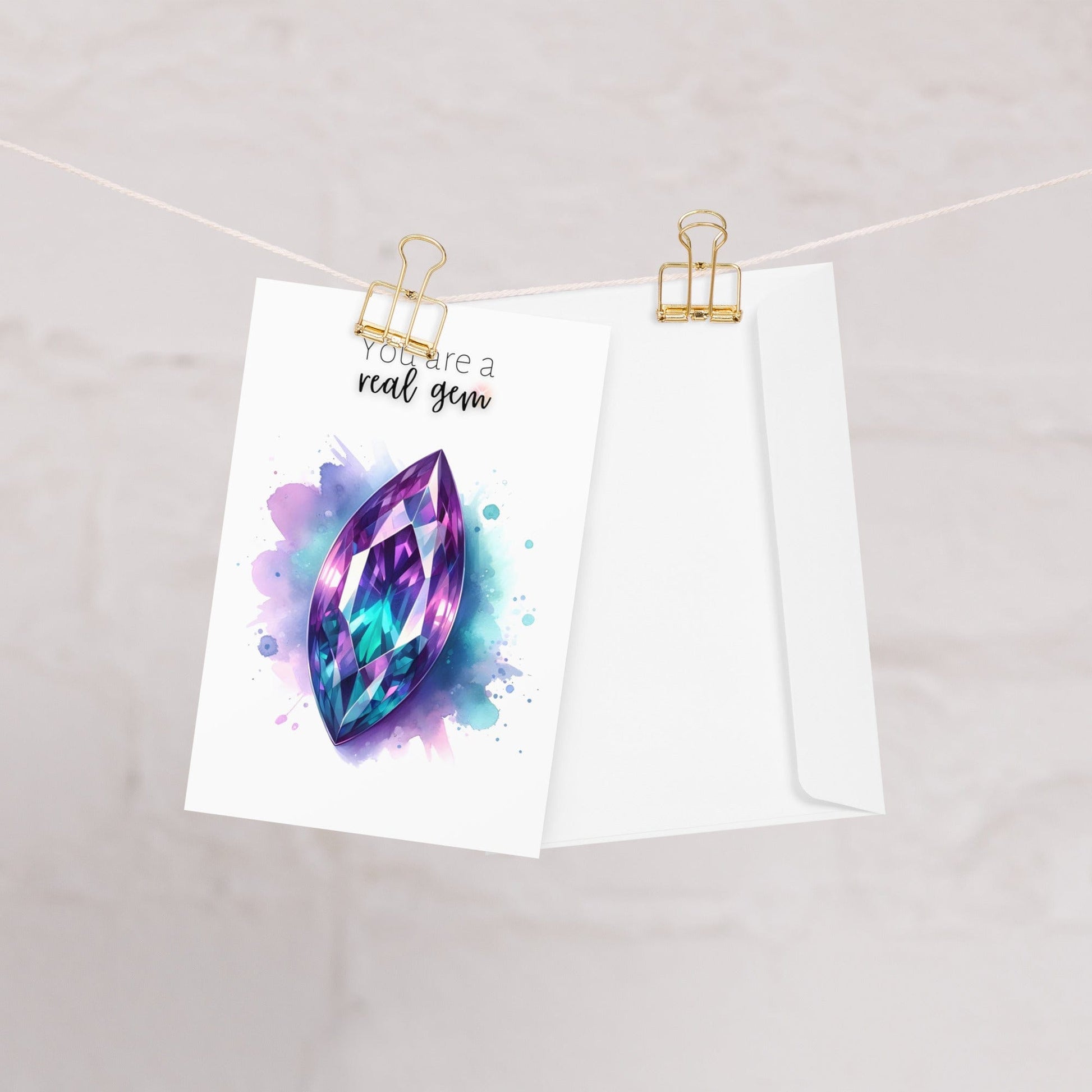 "You are a real Gem" Watercolor Marquise Alexandrite Greeting Card Cards by Nodeform