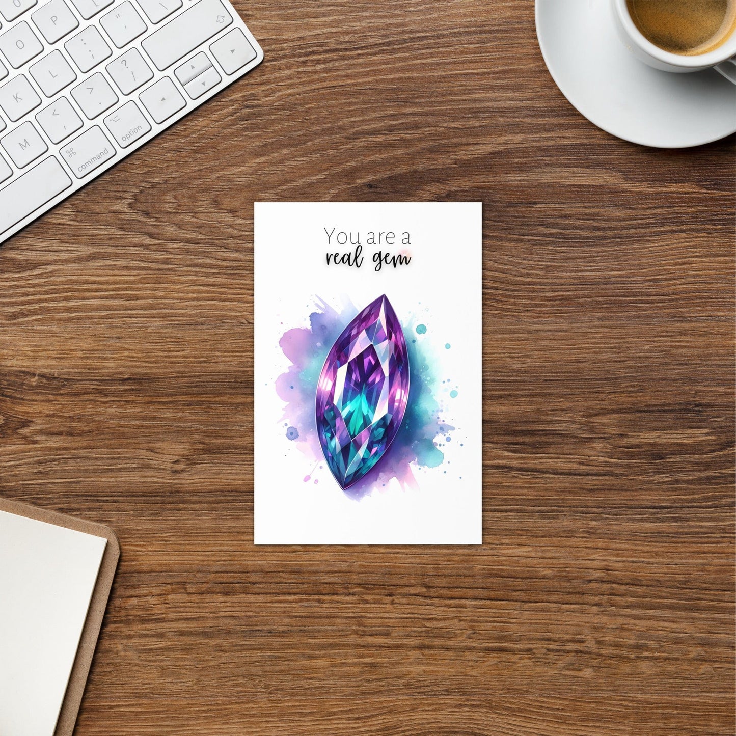 "You are a real Gem" Watercolor Marquise Alexandrite Greeting Card Cards by Nodeform