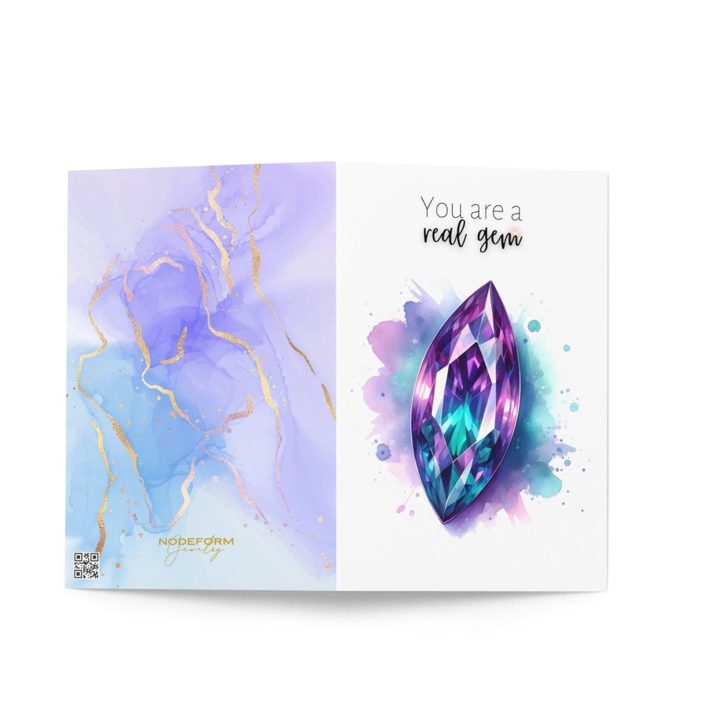 "You are a real Gem" Watercolor Marquise Alexandrite Greeting Card Cards by Nodeform