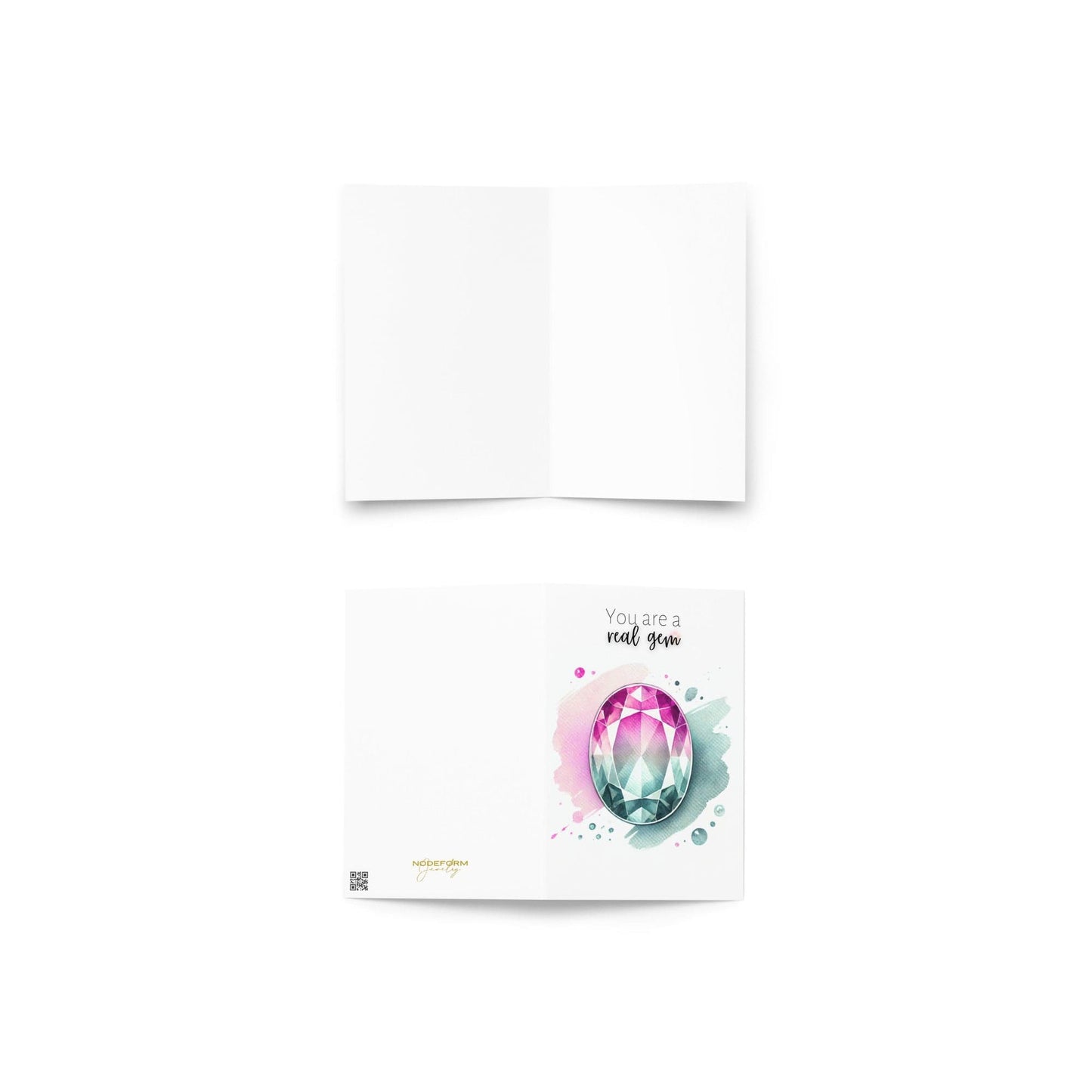 "You are a real Gem" Watercolor Oval Bi-color Tourmaline Folded Card Cards by Nodeform