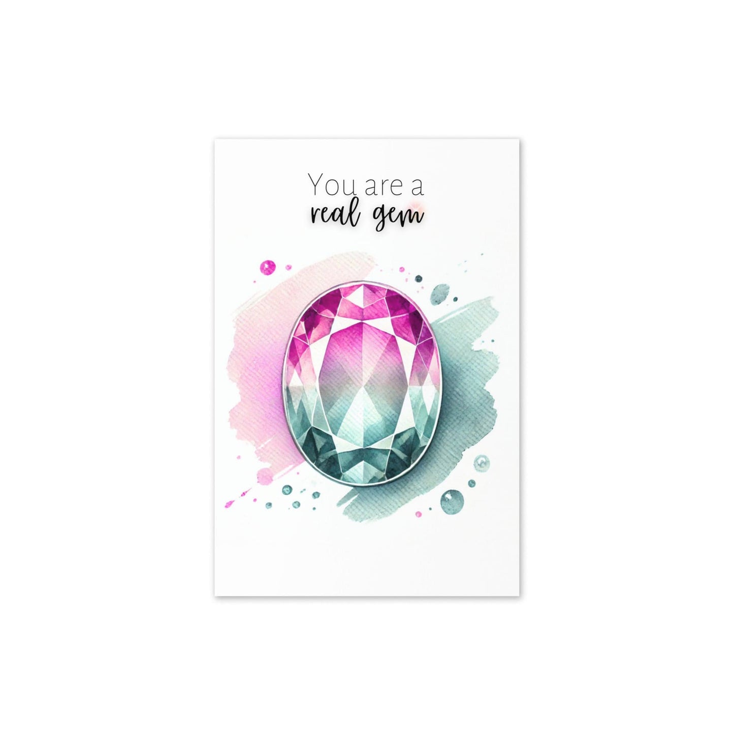 "You are a real Gem" Watercolor Oval Bi-color Tourmaline Folded Card Cards by Nodeform